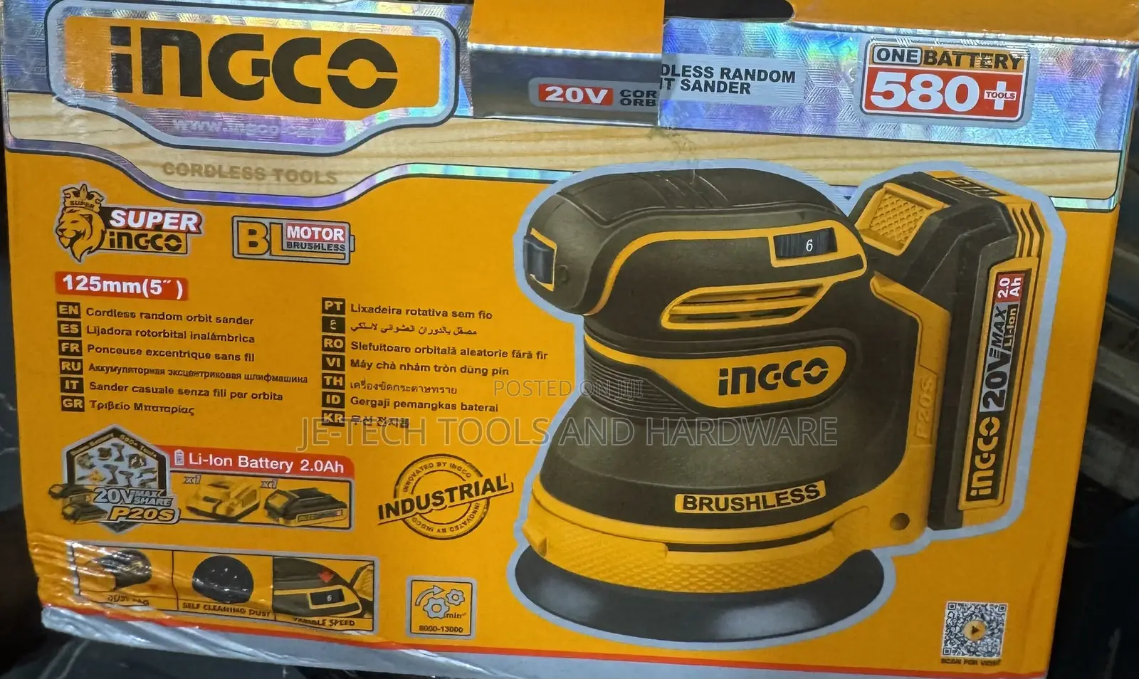 Ingco 20V Cordless Random Orbit Sander 125mm