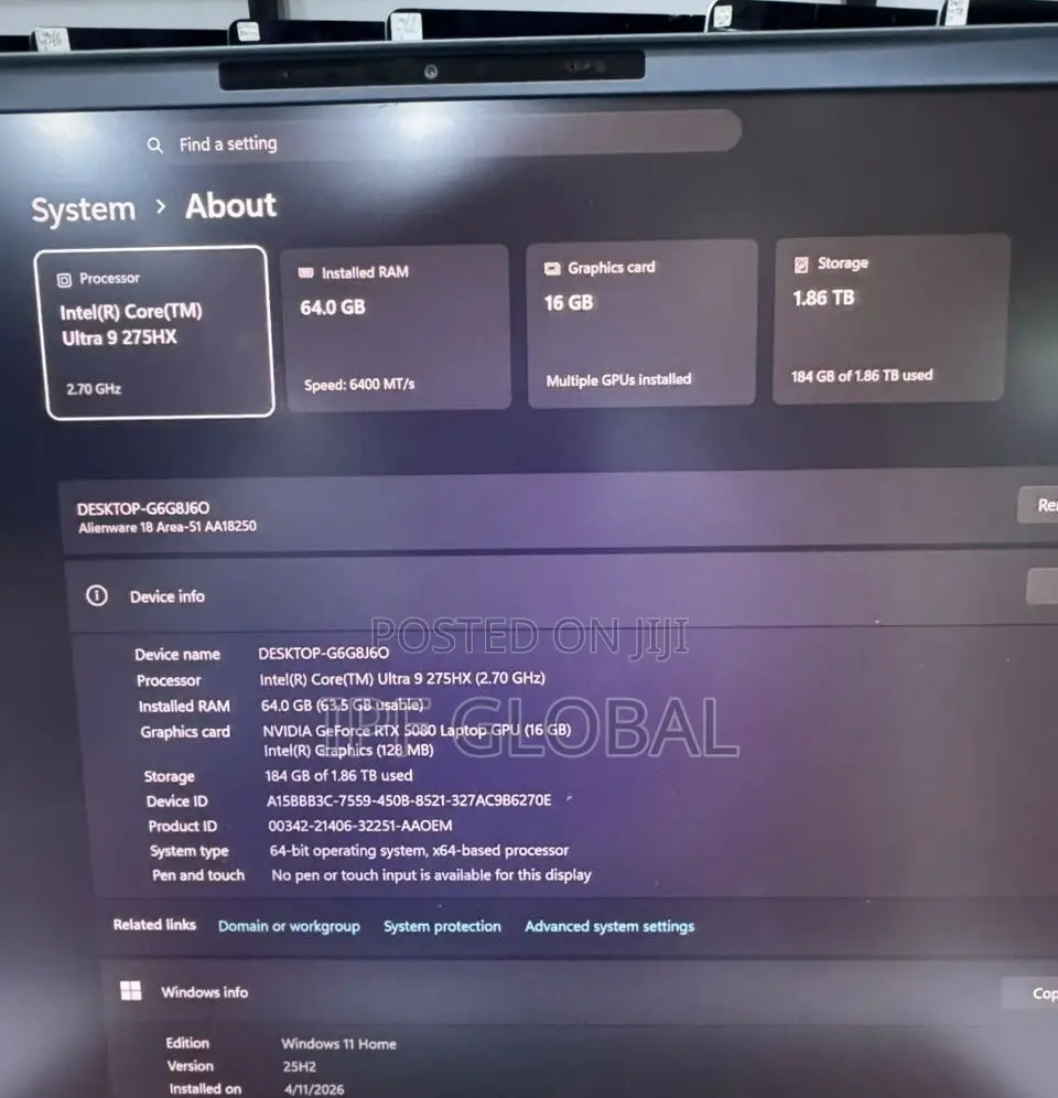 Laptop Alienware 18 Area-51 64GB Intel Core Ultra 9 SSD 2T