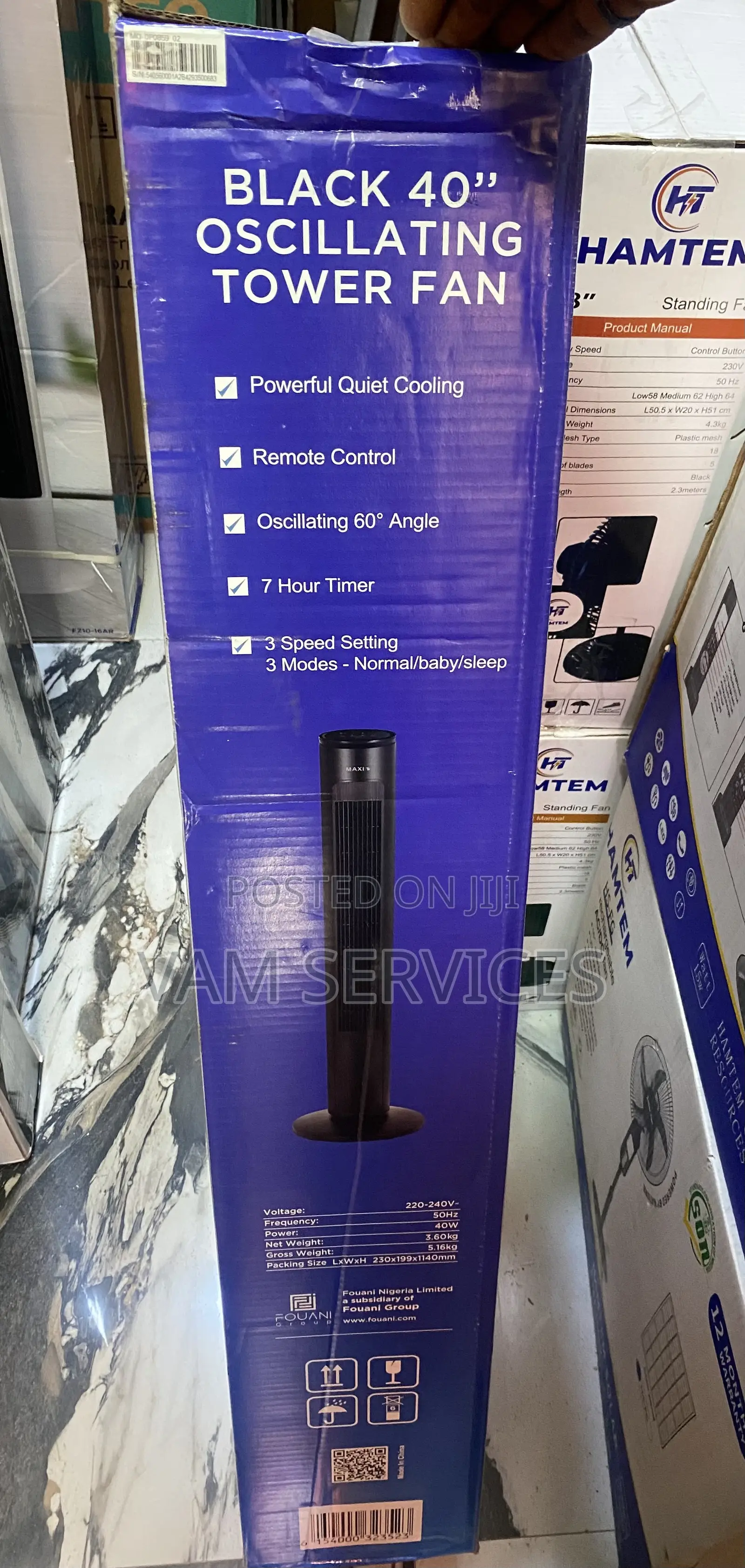 40” Oscillating Tower Fan