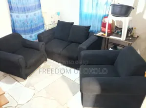 3 Piece Black Sofa Set