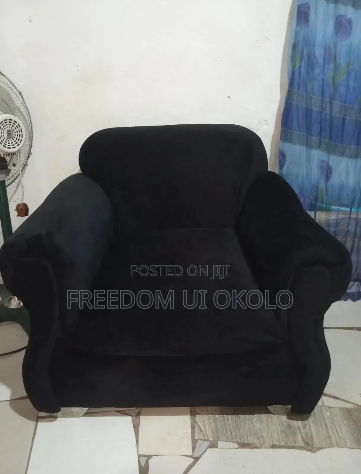 3 Piece Black Sofa Set