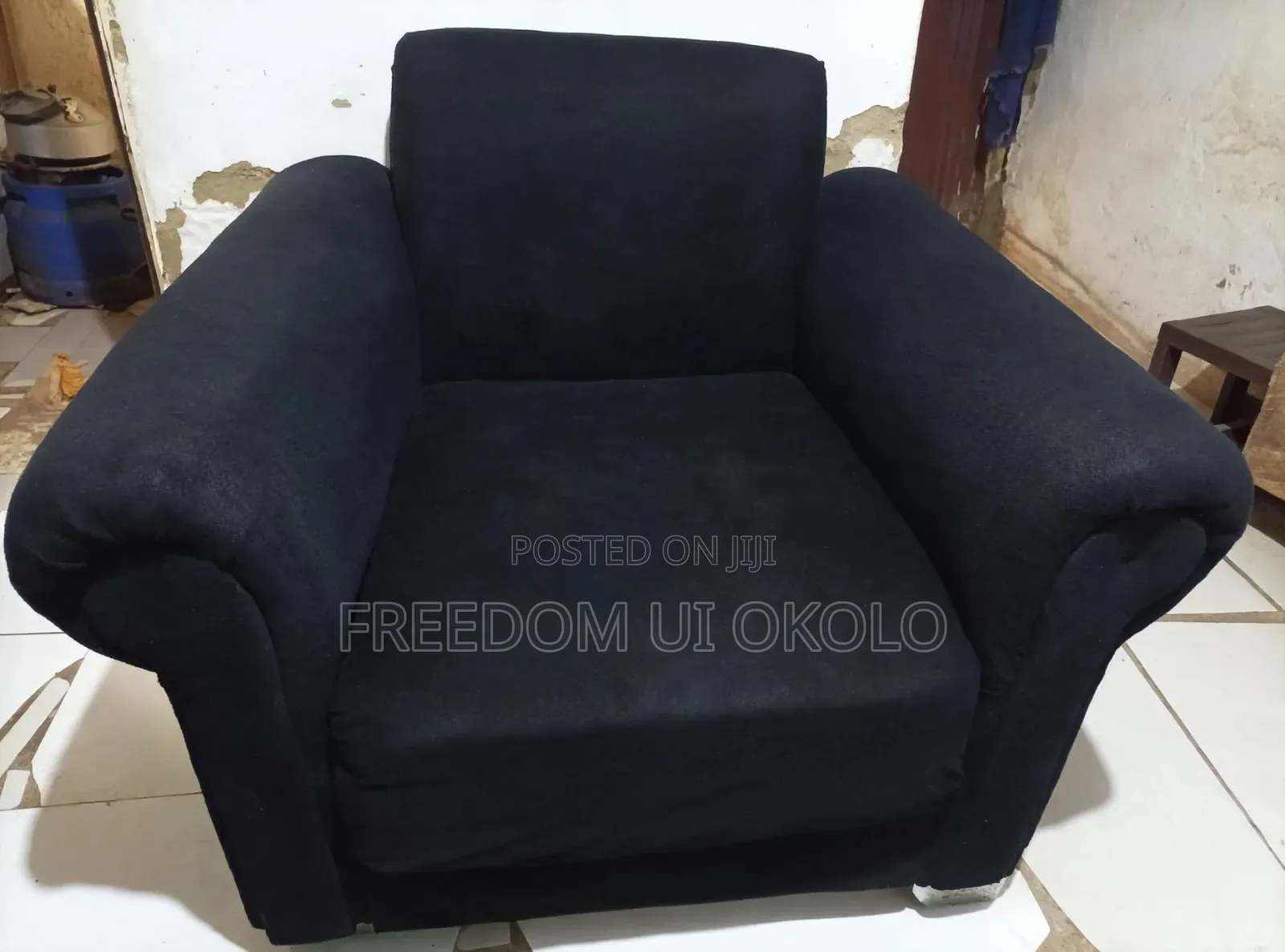 3 Piece Black Sofa Set