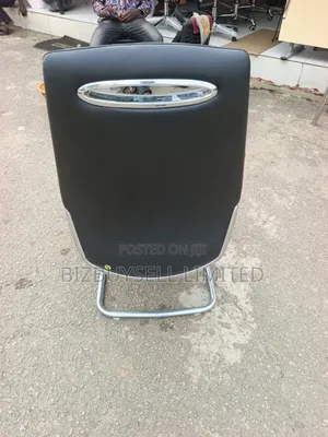 Black Leather Office Visitor or Conference Chair With Fixe