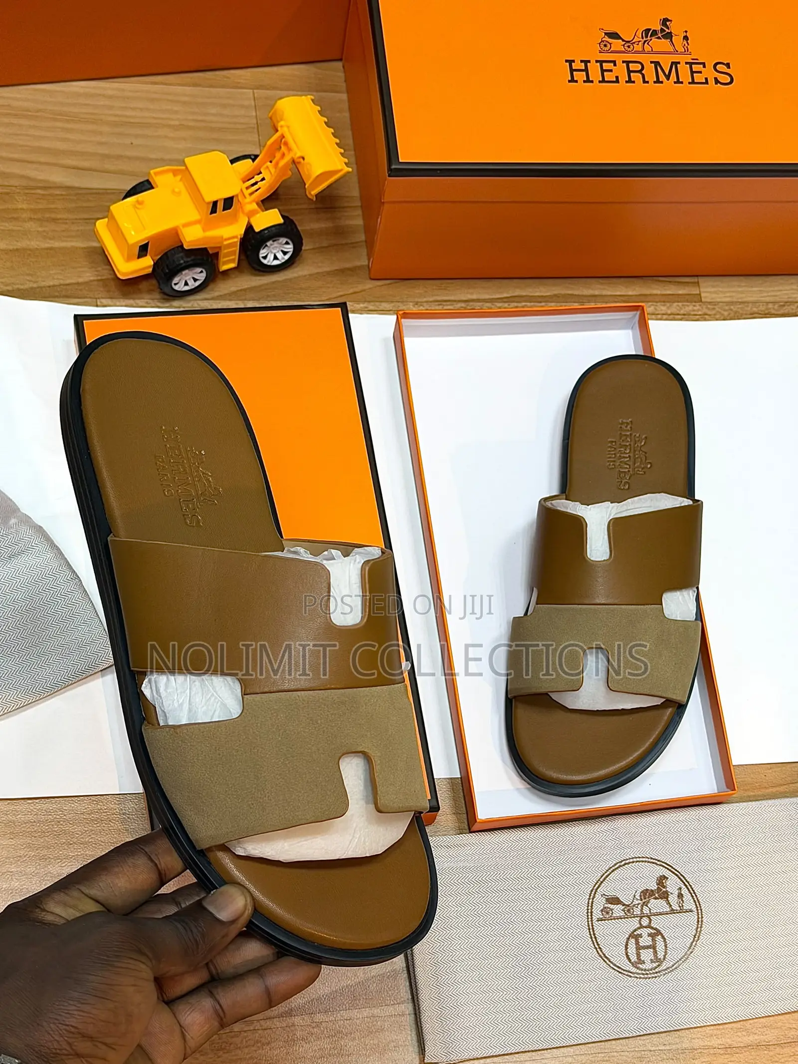 Hermes Two Toned Leather Slides