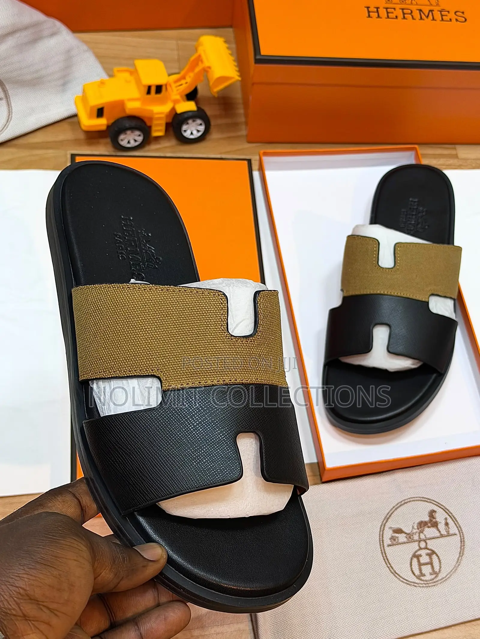 Hermes Two Toned Leather Slides