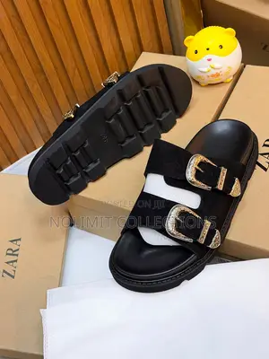 Zara Double Strap Slides With Thick Rubber Sole
