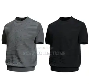 Designer Textured Short-Sleeve Knit T-Shirt