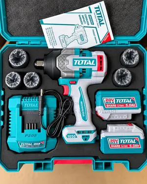 TOTAL 20V Brushless Cordless Impact Wrench | 2×5.0Ah Batteries + Charg