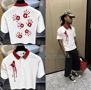 Designer Blood Splatter Handprint Graphic Polo Shirt