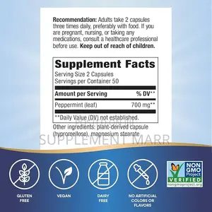 Peppermint Leaf X100 Capsules - Traditionally Used to Soothe Digestion