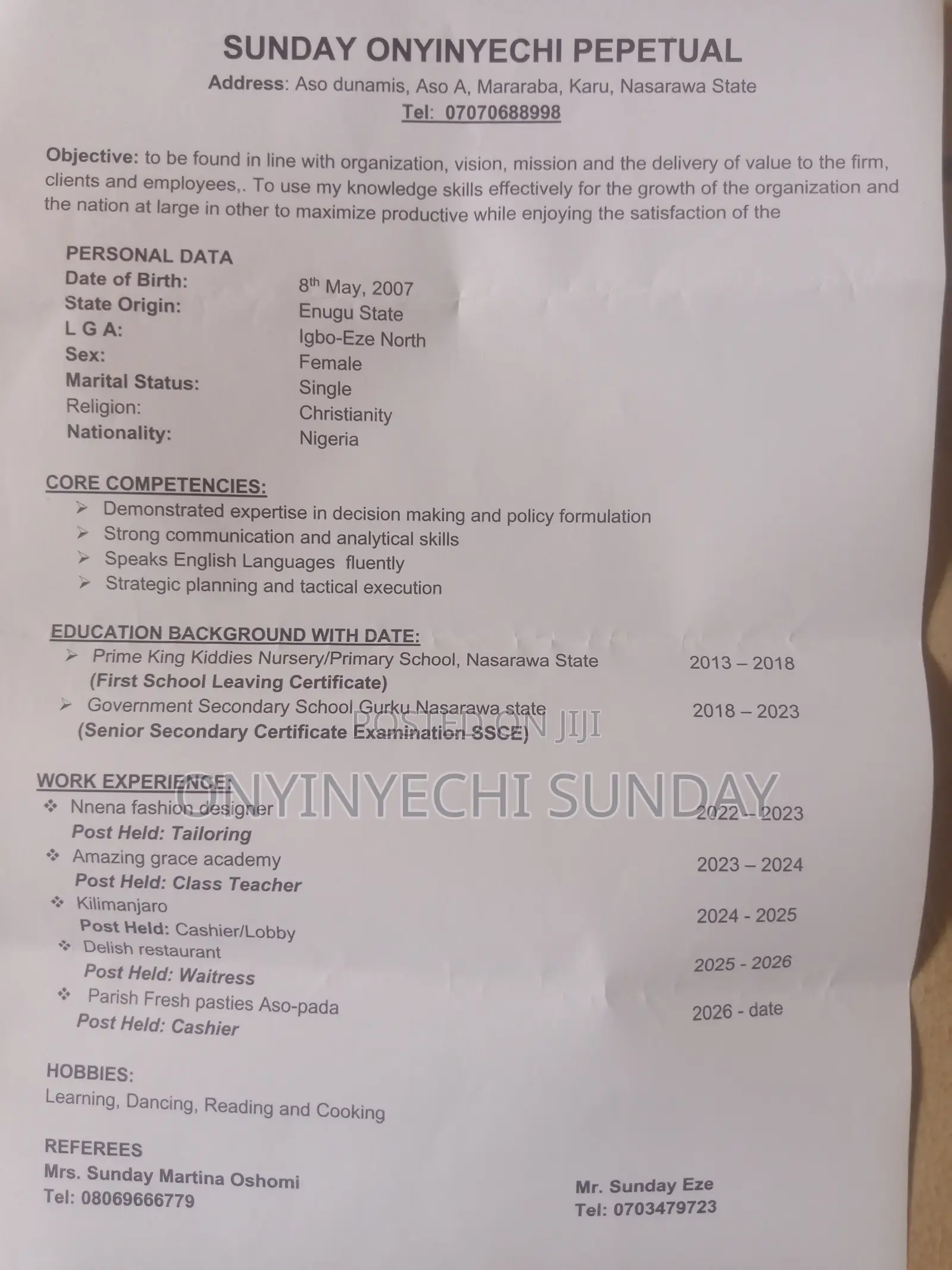 Housekeeping Cleaning CV