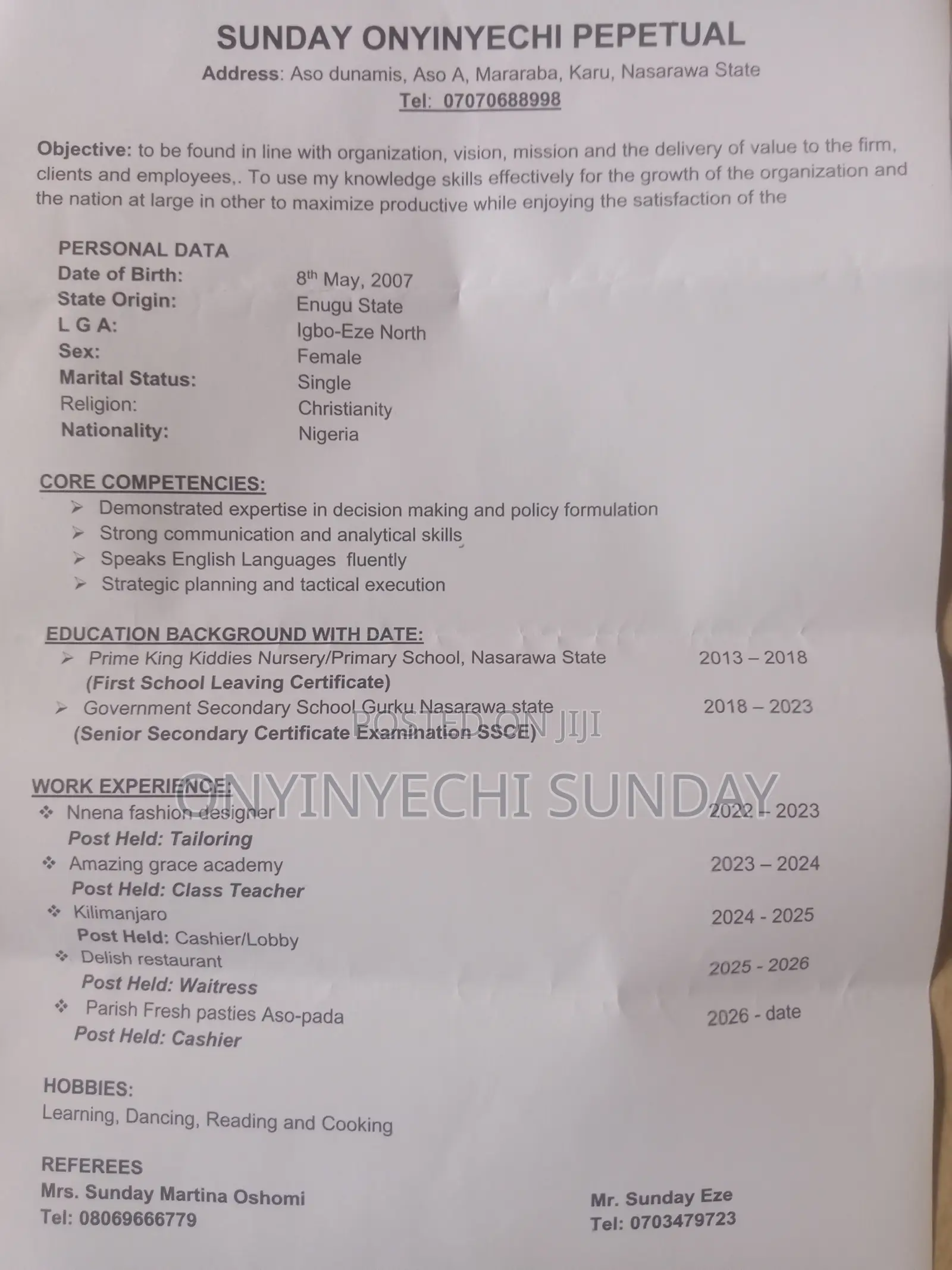 Housekeeping Cleaning CV
