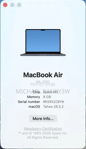 Laptop Apple MacBook Air 2022 M2 8GB Apple M2 SSD 256GB