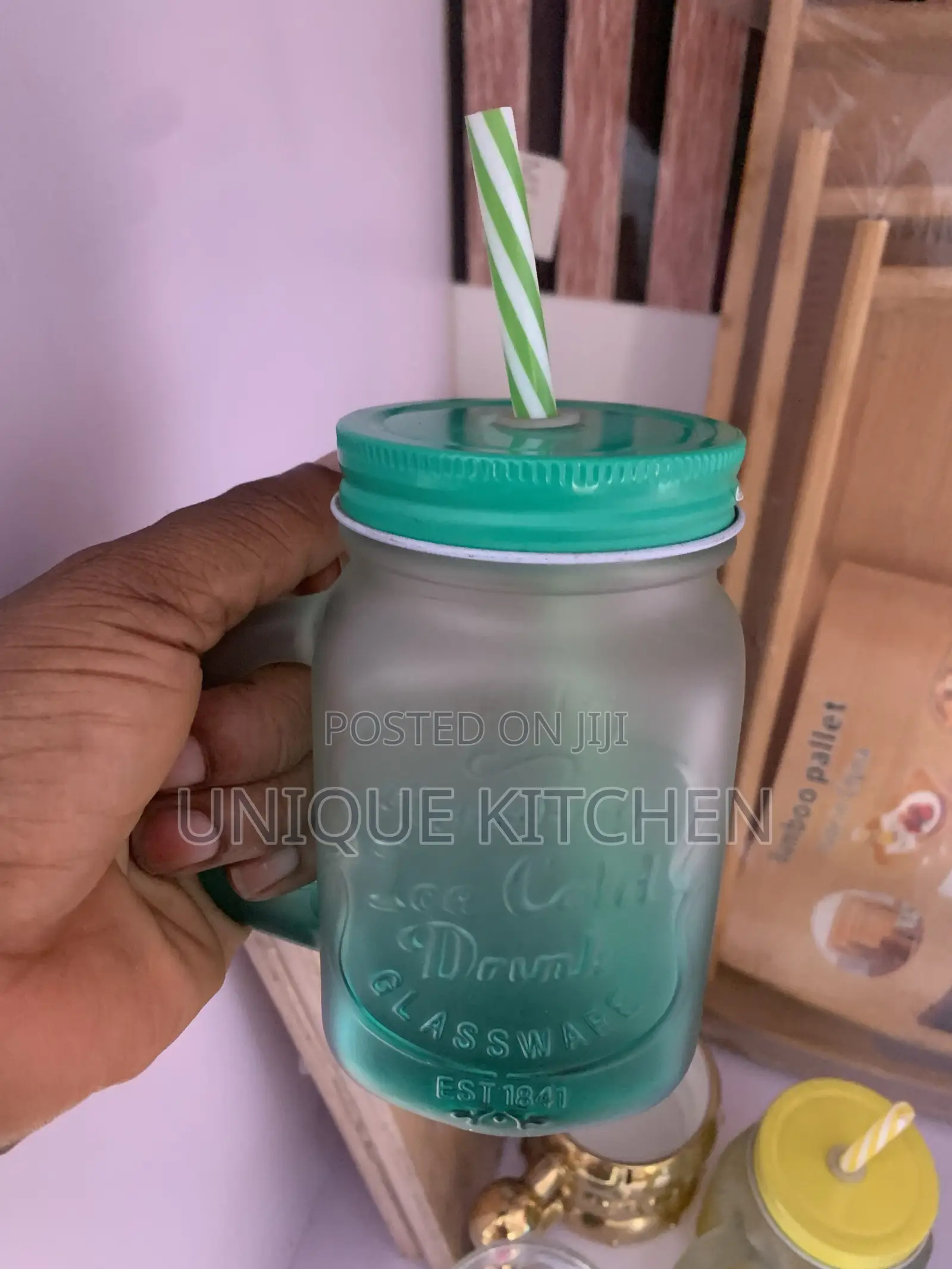 Frosted Glass Mason Jar Mug