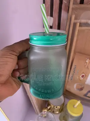 Frosted Glass Mason Jar Mug