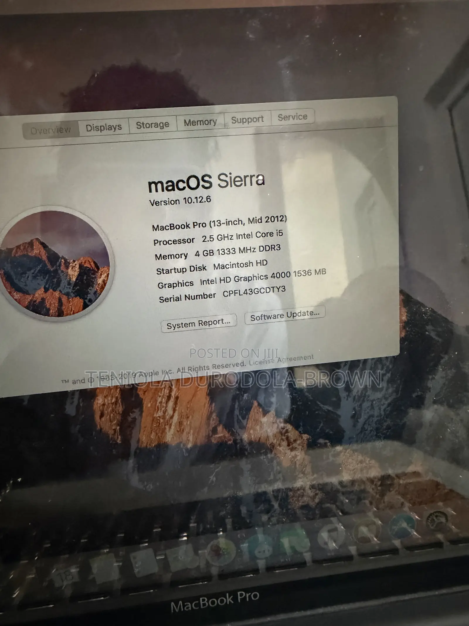 Laptop Apple MacBook Pro 2012 4GB Intel Core i5 HDD 500GB