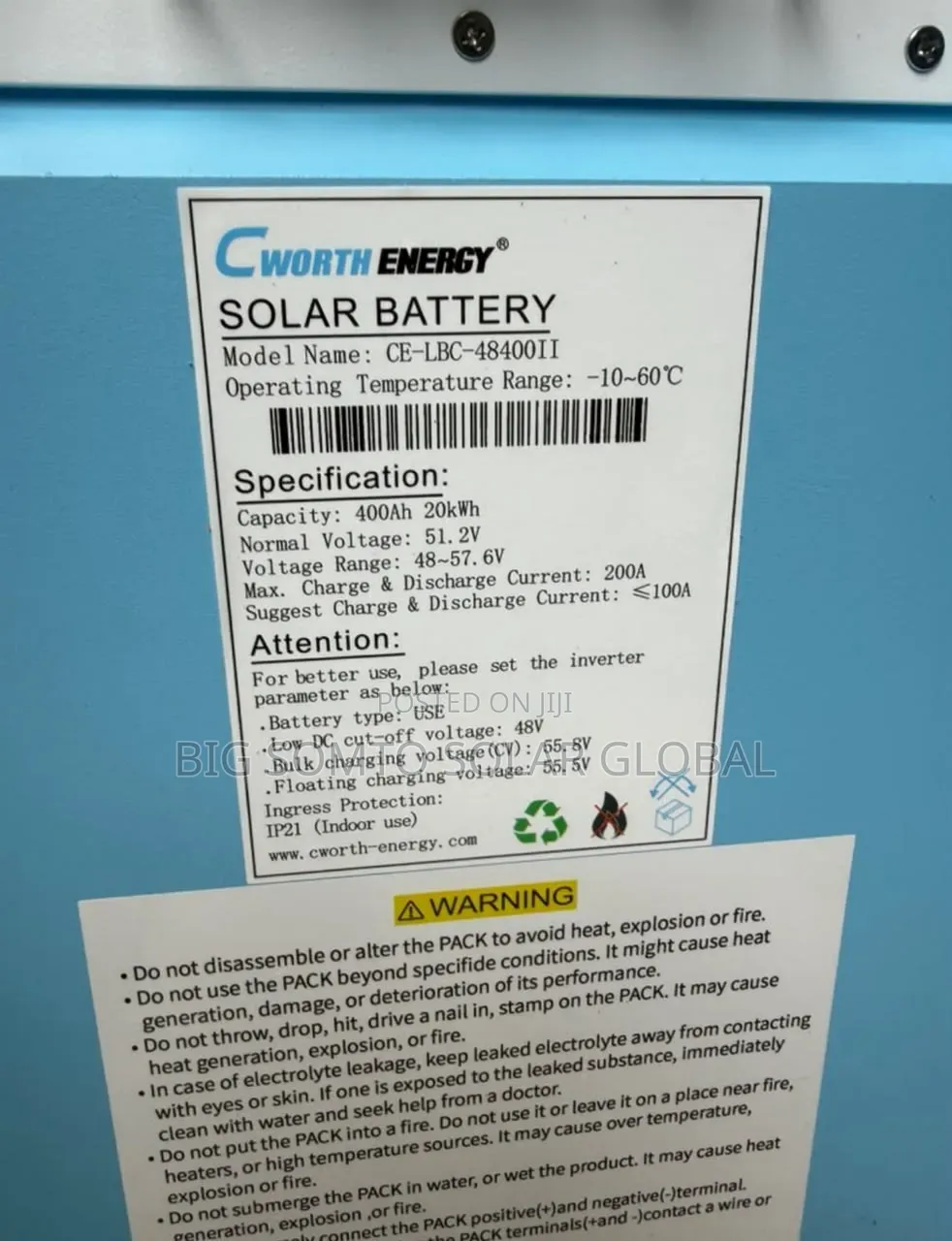 20kwh/48v Cworth Lithium Battery