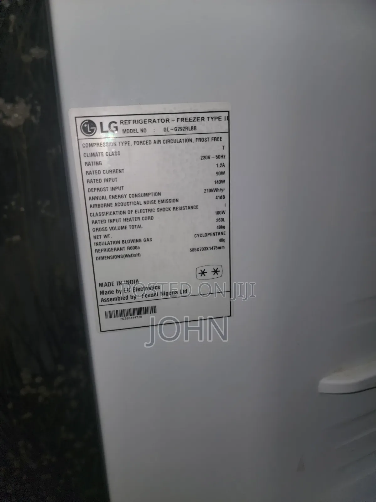LG Smart Inverter Fridge. 260L