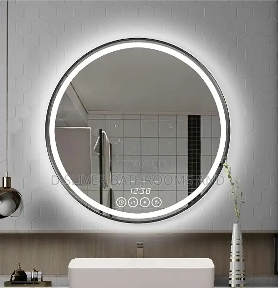 Round LED Smart Bathroom Mirror With Touch Screen