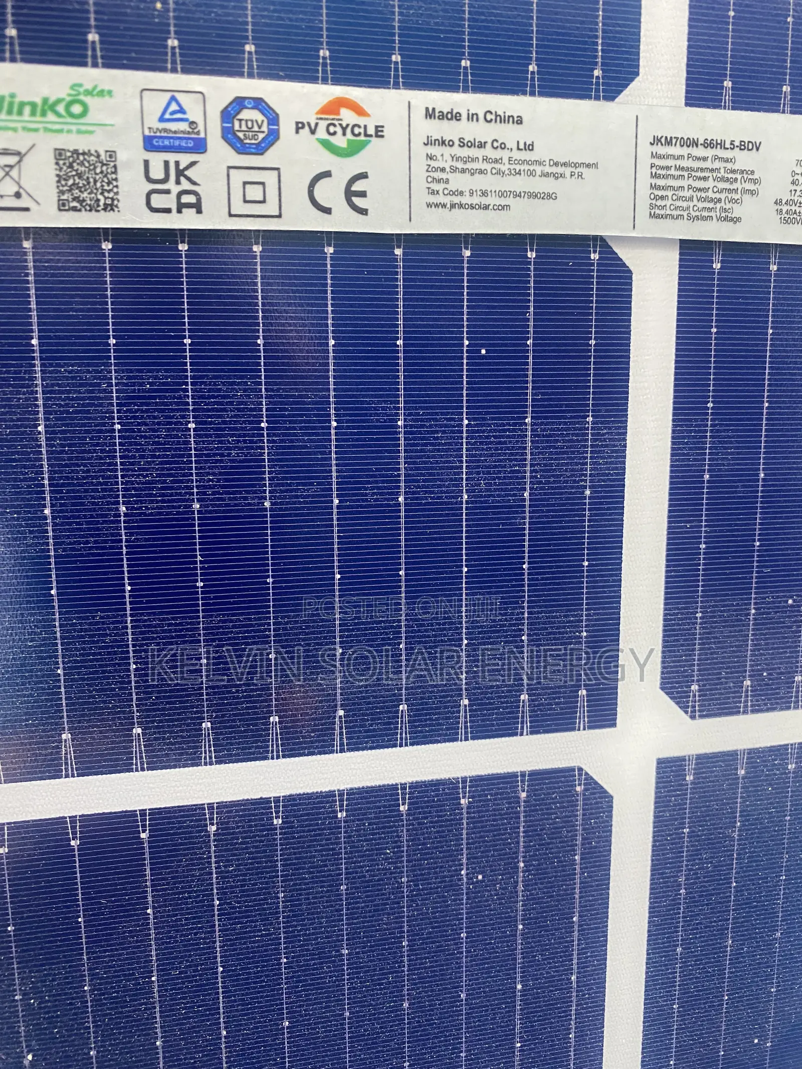 650w Jinko Solar Panel 144 Cell