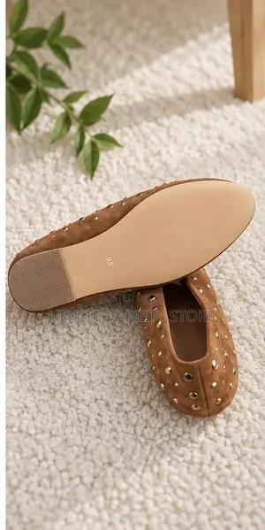Stylish Brown Flat Shoes With Elegant Studded Design