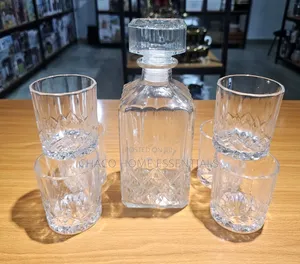 5-Piece Crystal Cut Whiskey Decanter and Glass Set