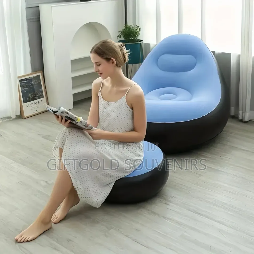 Inflatable Sofa With Foot Stool, Electric Pump