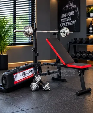 Folding Weight Beach With 50kg Adjustable Chrome Dumbbells