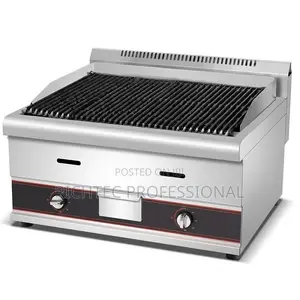 Commercial Gas Lava Rock Chargrill - Double Burner Stainless Steel