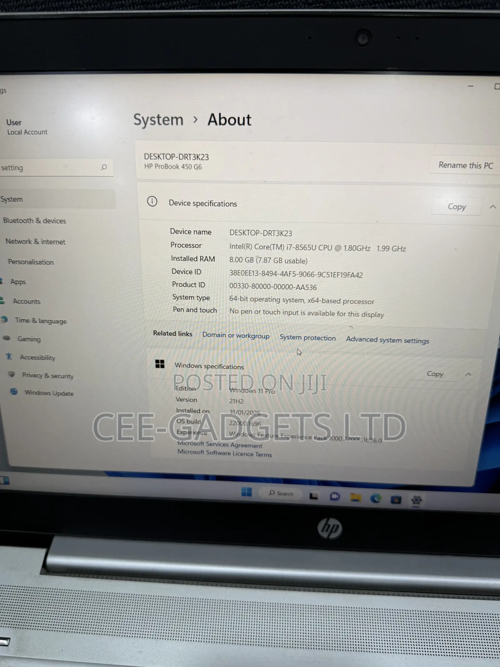 Laptop HP ProBook 450 G6 8GB Intel Core i7 SSD 256GB