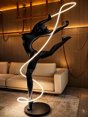 Modern Black Humanoid Dancing Sculpture Floor Lamp