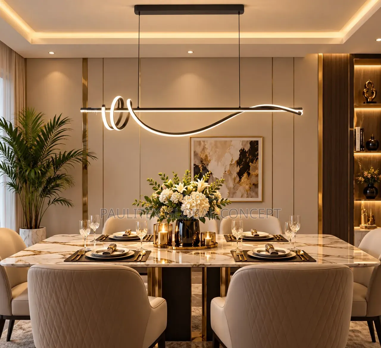 Linear Wavy Pendant Light