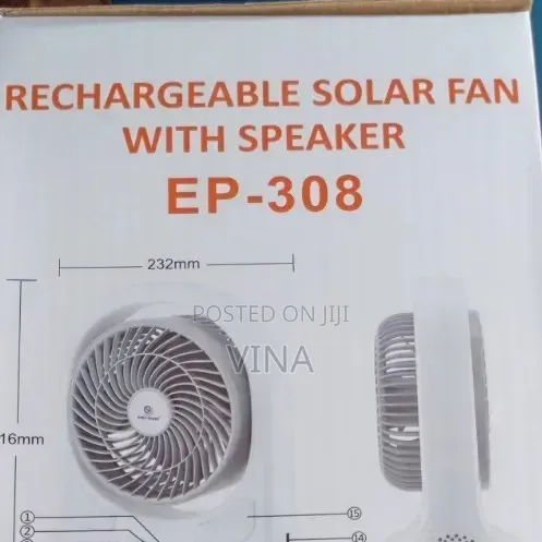 Rechargeable Solar Fan With Speaker