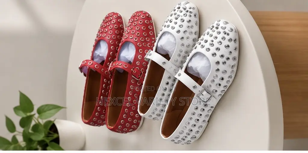 Stylish Brown Flat Shoes With Elegant Studded Design