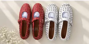 Stylish Brown Flat Shoes With Elegant Studded Design