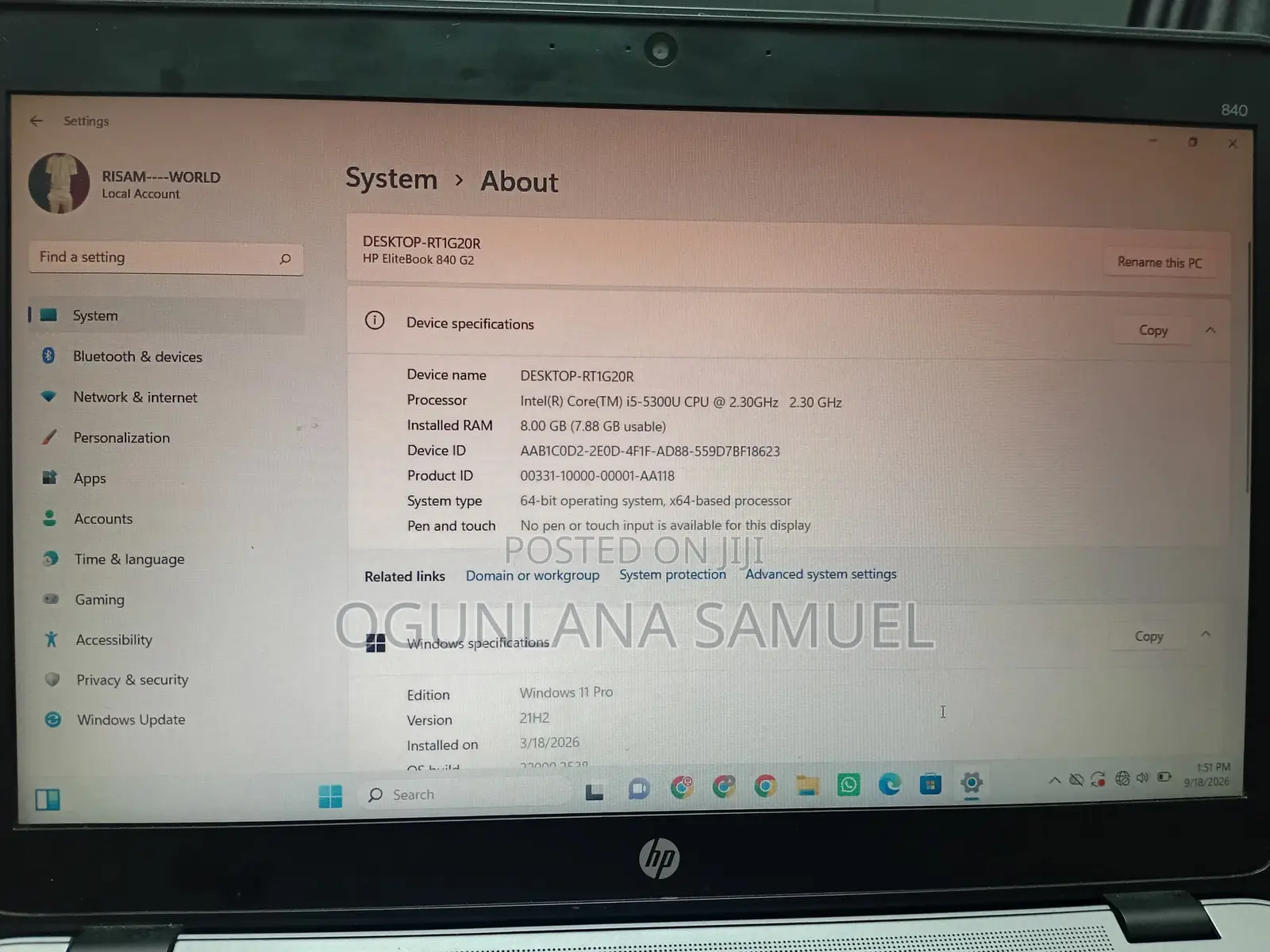 Laptop HP EliteBook 840 G2 8GB Intel Core i5 HDD 500GB