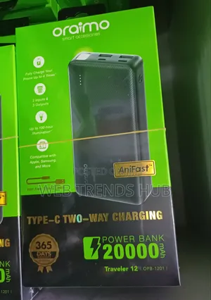 Oraimo 20000mAh Traveler 12 Power Bank – Type-C Two-Way Fast Charge