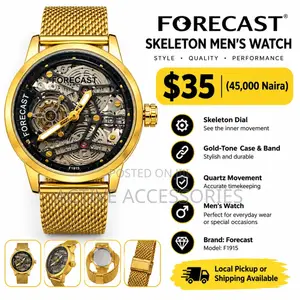 Forecast Skeleton Men’s Watch – Gold Tone Mesh Band