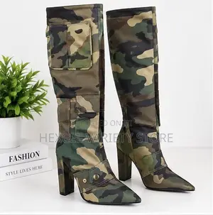 Elegant Army Camouflage Knee Boots - Comfortable/High Quality Fabric