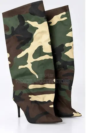 Elegant Army Camouflage Knee Boots - Comfortable/High Quality Fabric
