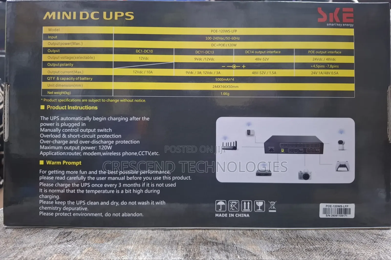 SKE 20,000mah Mini UPS 120w