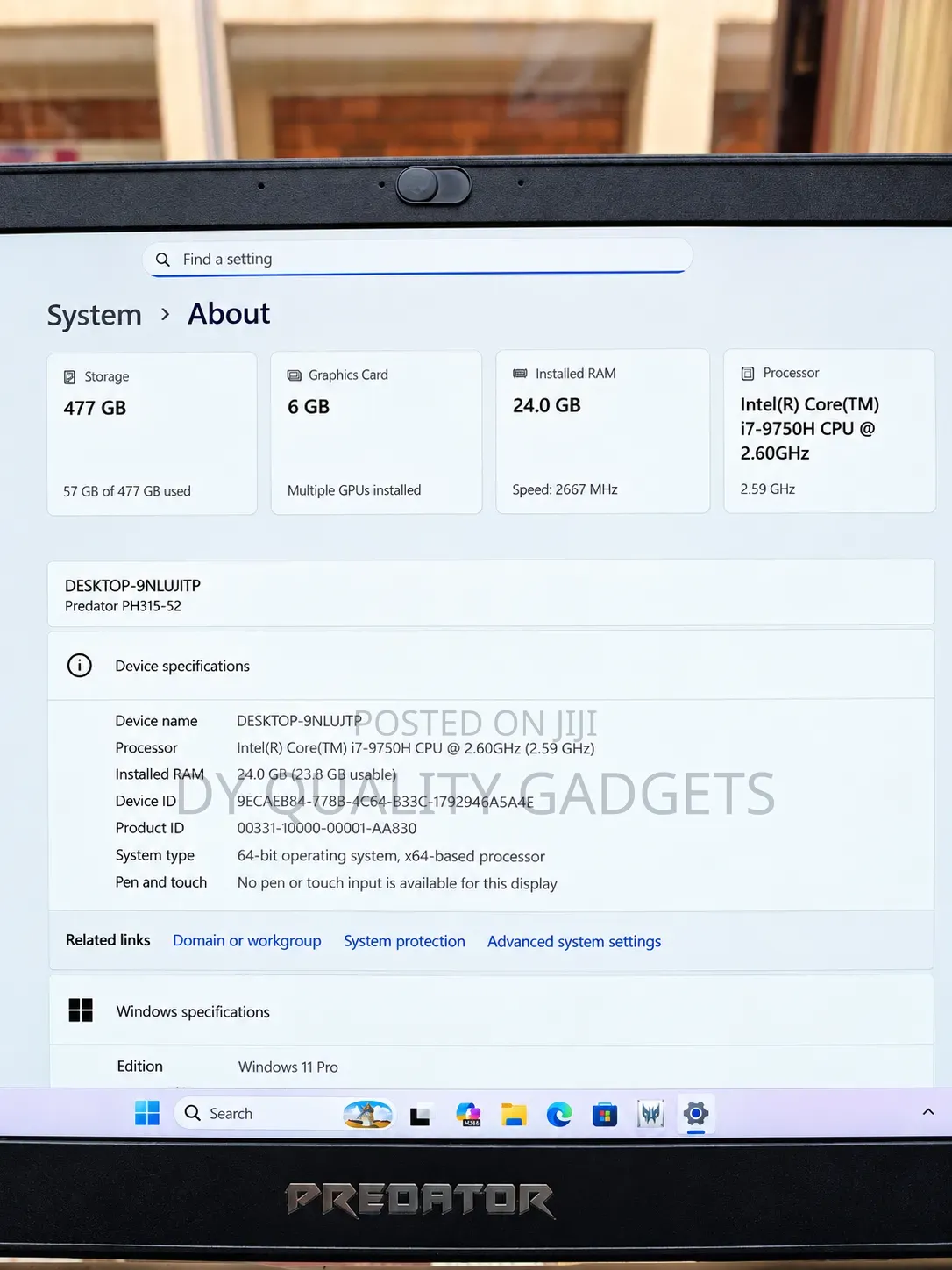 Laptop Acer Predator Helios 300 24GB Intel Core i7 SSD 512GB