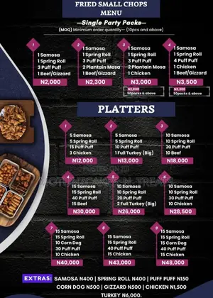 Fresh Homemade Small Chops in Lago