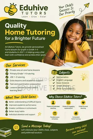 Professional Home Tutor for Grade 1-6 JSS 1-3| All Core Subjects