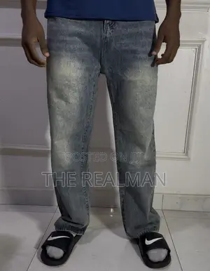 Original Men's Light Blue Baggy Distressed/Ripped Denim Jeans