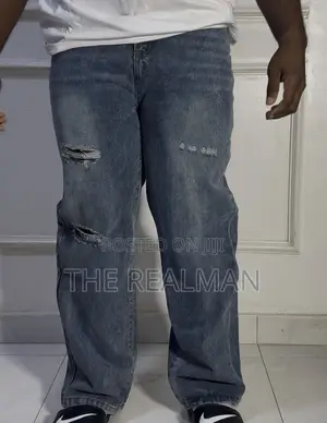 Baggy Jeans - Original Men's Light Blue Distressed/Ripped Denim Jeans