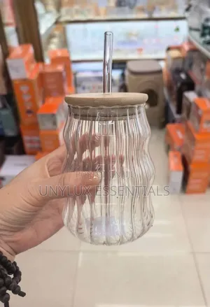 500ml Smoothie Glass Cup With Bamboo Cover and Straw