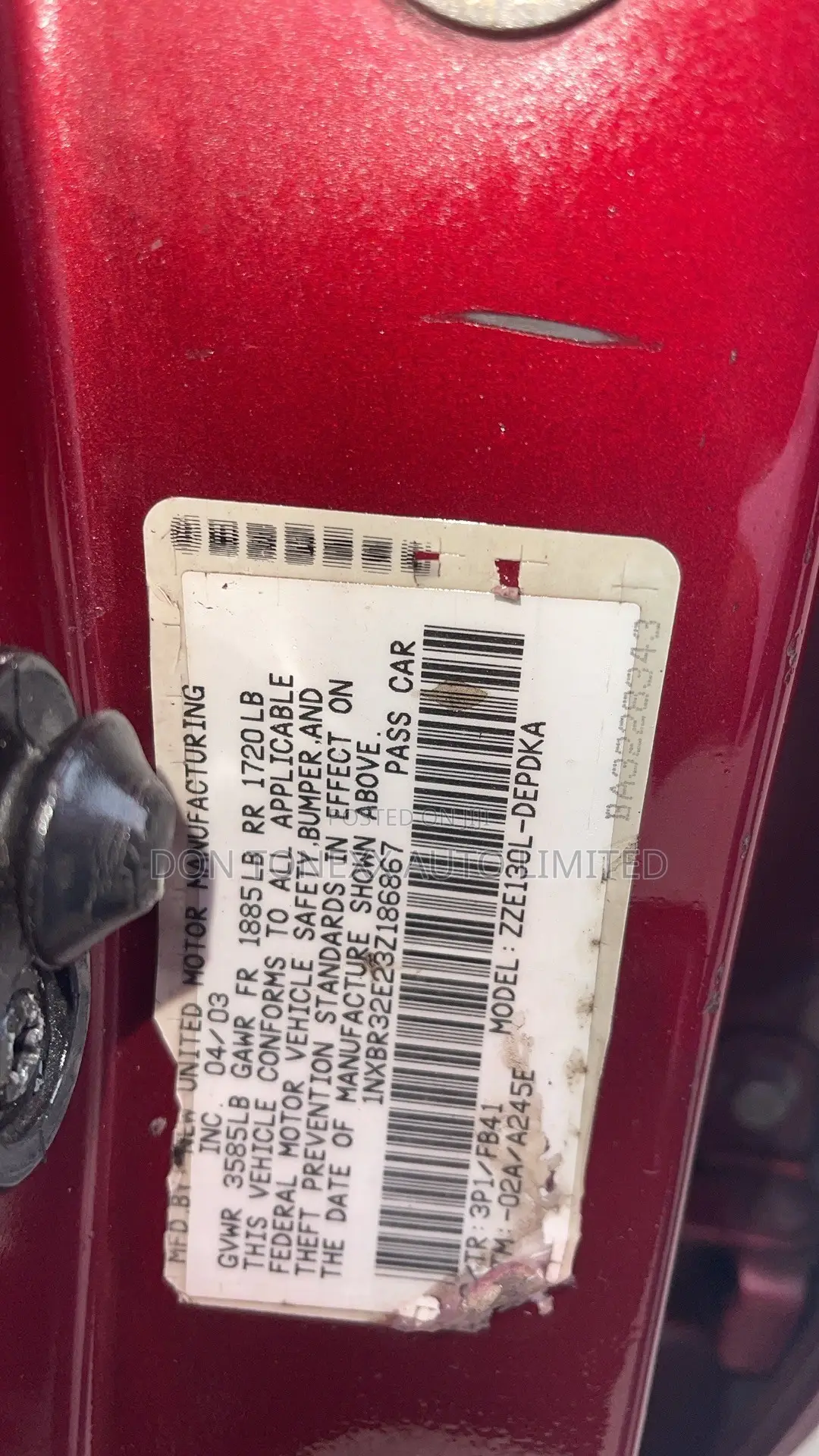 Toyota Corolla LE 2004 Red