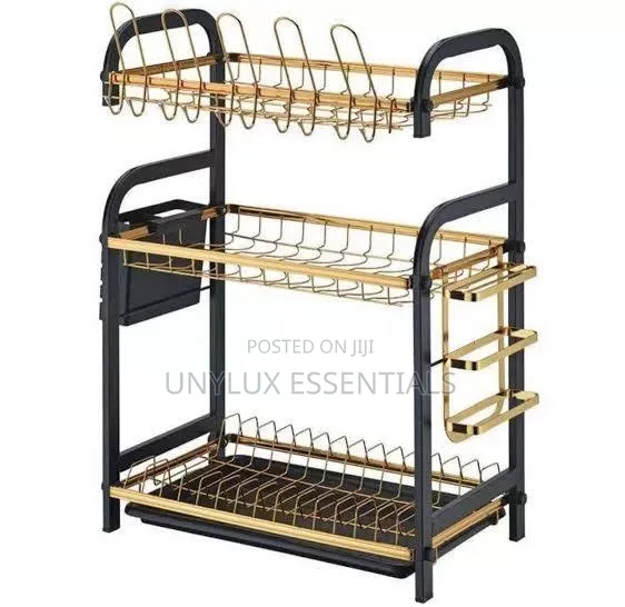 3tiers Gold and Black Plate Rack