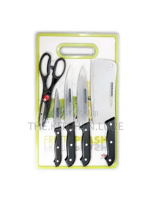 Stainless Steel Kitchen Knife Set With Cutting Board Scissors